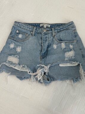 Signature8 Light Blue Distressed Denim Cutoff Shorts